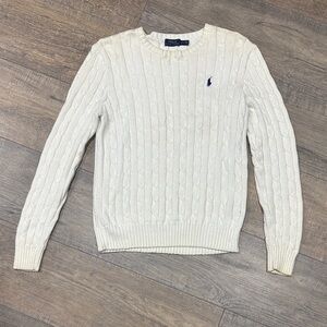 Ralph Lauren Men's Ivory Cable Knit Crewneck Sweater